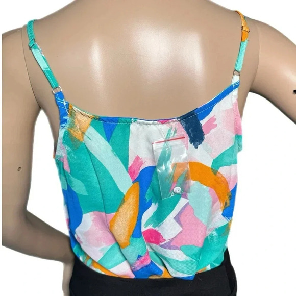 Multicolor Paint Brush Detail Sleeveless Top Cami Blouse Size Small Coastal Chic - Picture 5 of 10